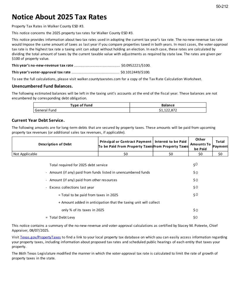 FINAL Notice About 2025 Tax Rates